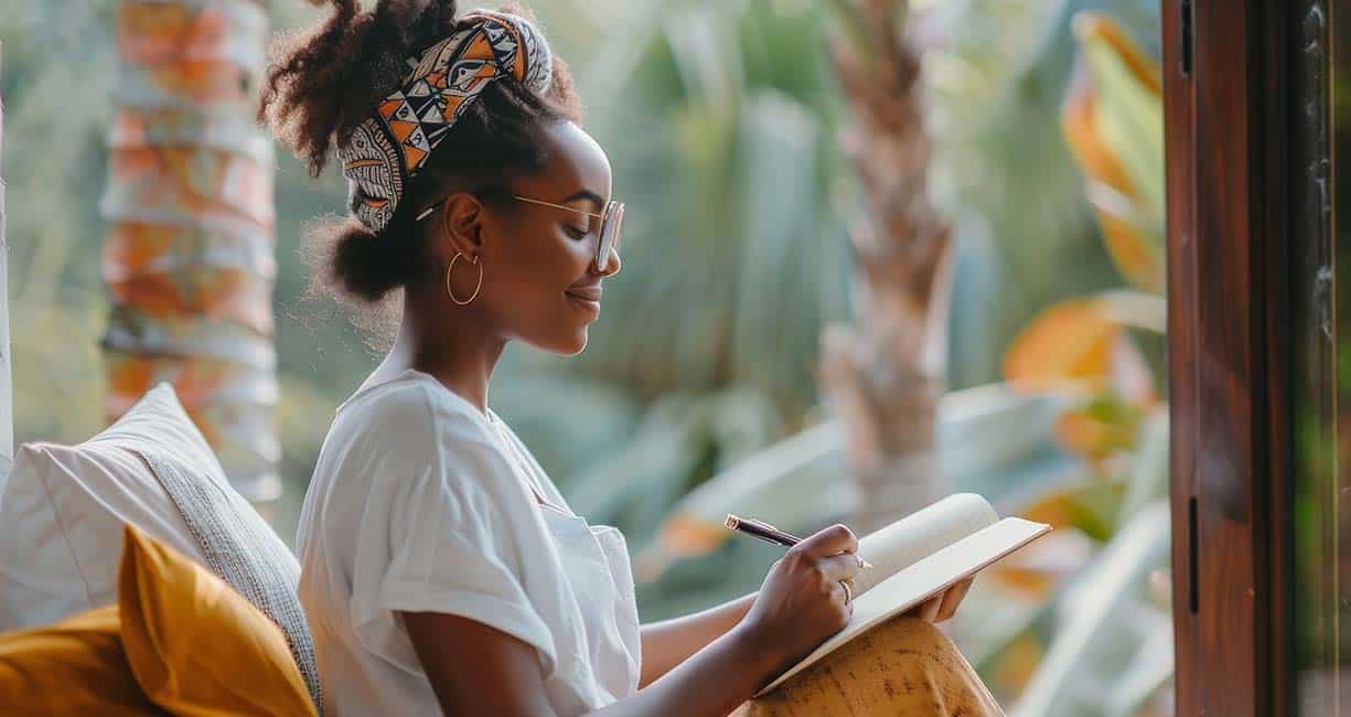 woman who is wellness journaling